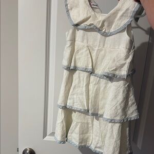 Cream and Gray Ruffle Dress